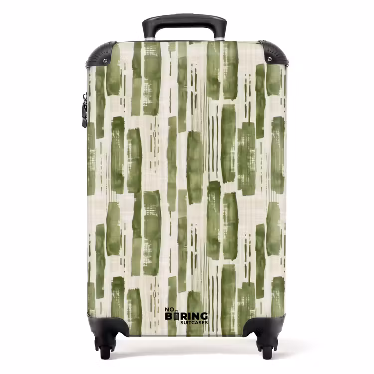 Koffer - Grün – Abstrakt – Pinselstriche – Leinen – Muster - Groen - Abstract - Penseelstreken - Linnen - Patroon NBS - Handbagage koffer - Volwassenen Unisex middel