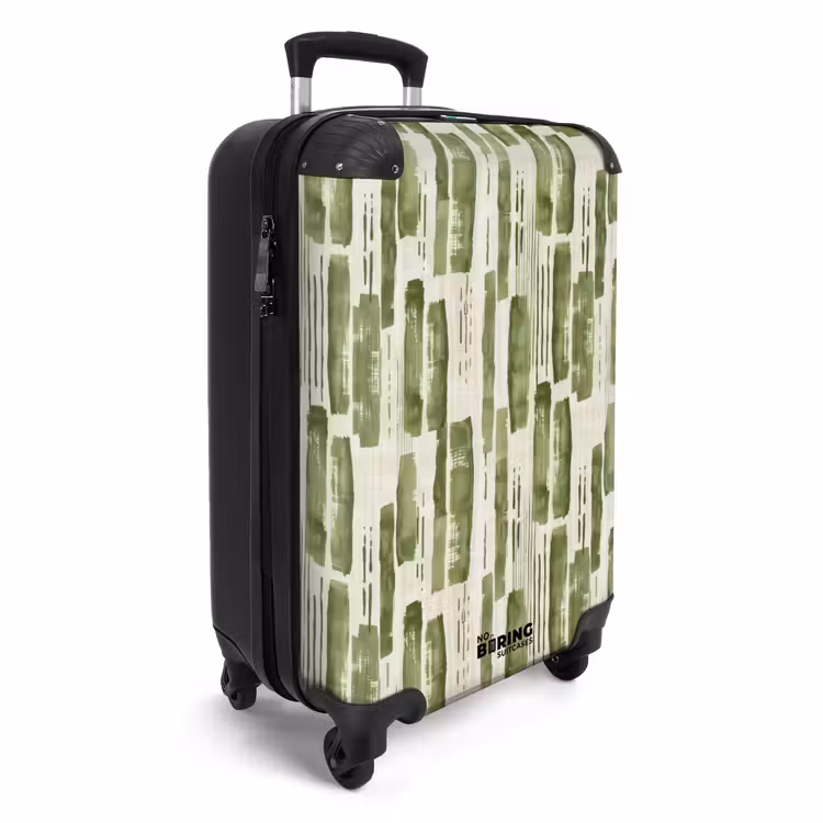 Koffer - Grün – Abstrakt – Pinselstriche – Leinen – Muster - Groen - Abstract - Penseelstreken - Linnen - Patroon NBS - Handbagage koffer - Volwassenen Unisex middel