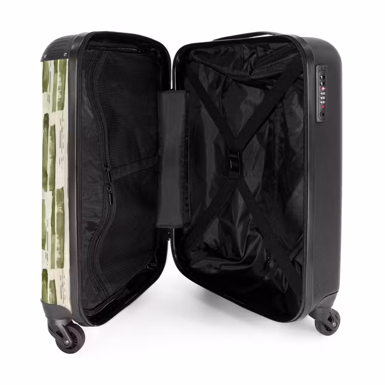 Koffer - Grün – Abstrakt – Pinselstriche – Leinen – Muster - Groen - Abstract - Penseelstreken - Linnen - Patroon NBS - Handbagage koffer - Volwassenen Unisex middel