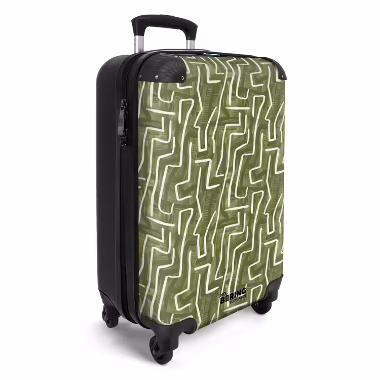 Koffer - Grün – Abstrakt – Pinselstriche – Muster - Groen - Abstract - Penseelstreken - Patroon NBS - Handbagage koffer - Volwassenen Unisex middel