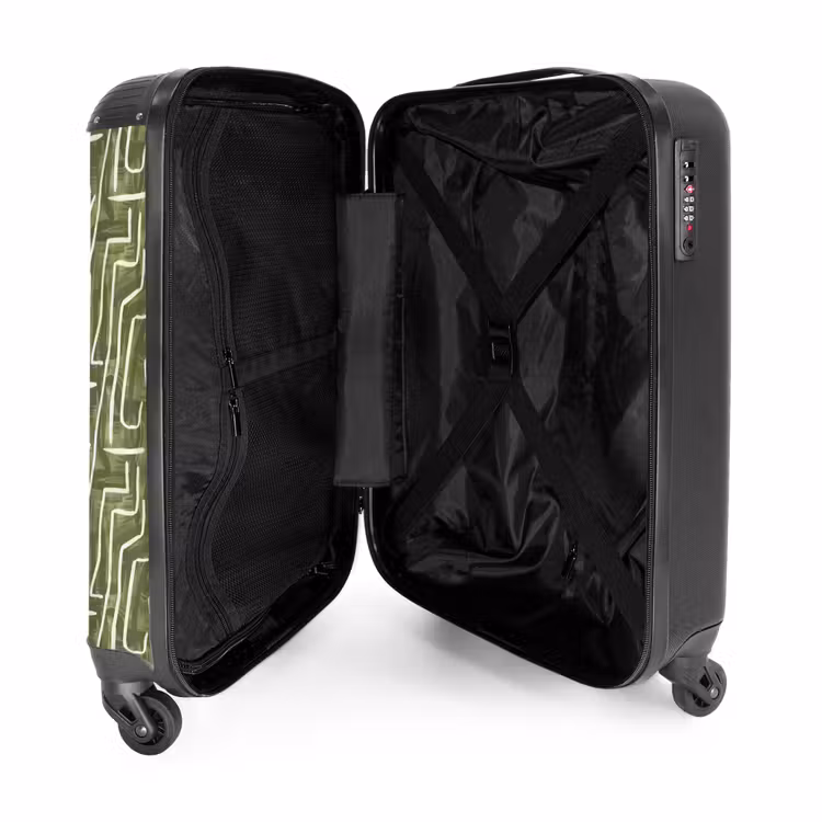 Koffer - Grün – Abstrakt – Pinselstriche – Muster - Groen - Abstract - Penseelstreken - Patroon NBS - Handbagage koffer - Volwassenen Unisex middel