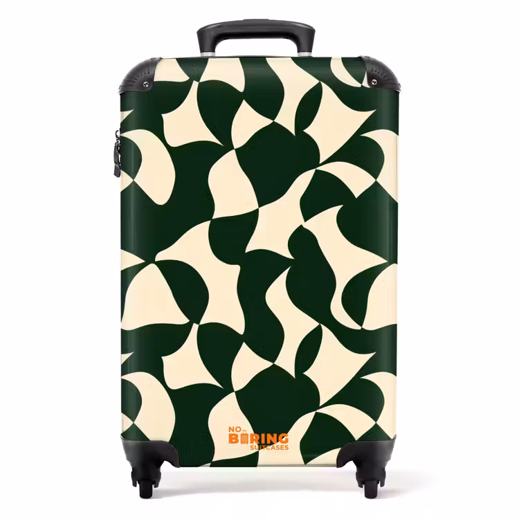 Groen - Organische vlakken - Crème NBS - Handbagage koffer - Volwassenen Unisex middel -productfoto_recht