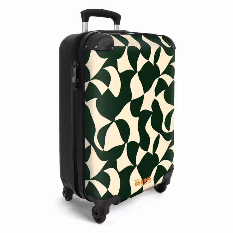 Groen - Organische vlakken - Crème NBS - Handbagage koffer - Volwassenen Unisex middel -productfoto_3d