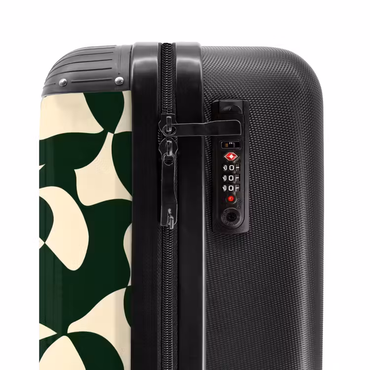 Groen - Organische vlakken - Crème NBS - Handbagage koffer - Volwassenen Unisex middel -slot