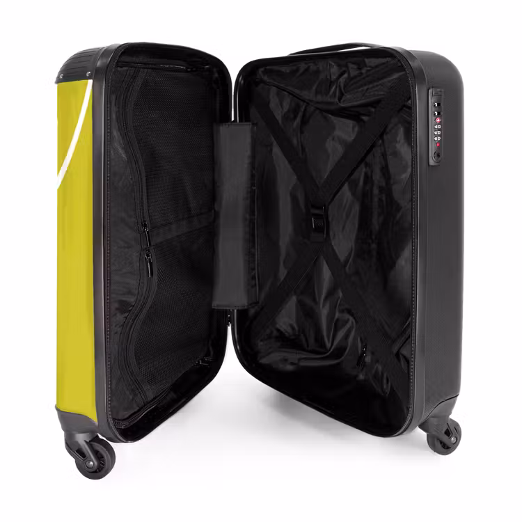 Groen - Hartjes - Wit NBS - Handbagage koffer - Volwassenen Unisex middel -binnenkant