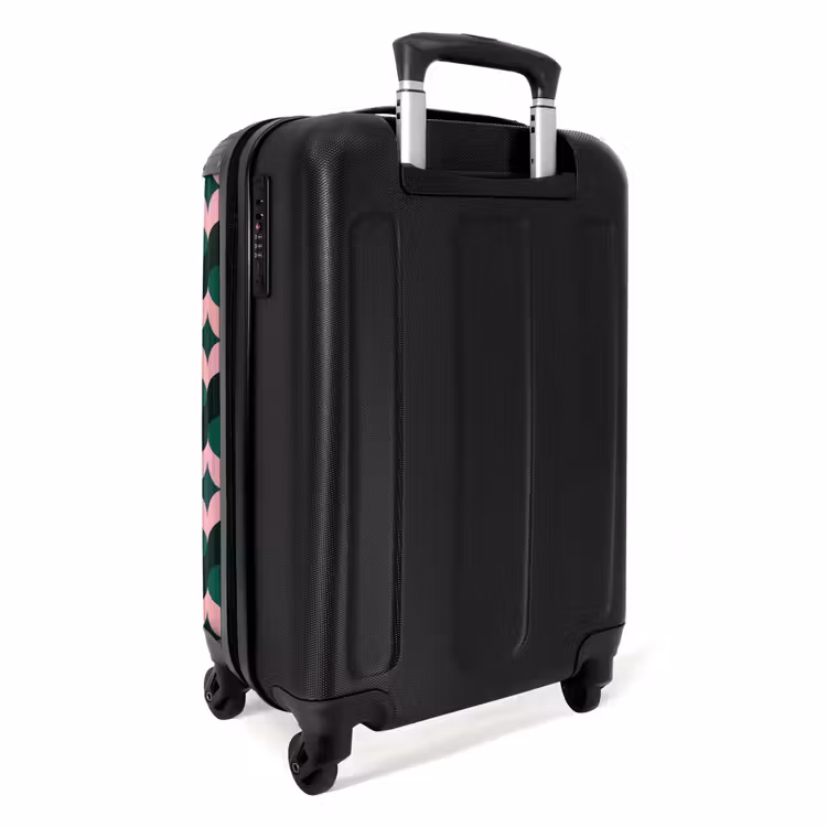 Groen - Roze - Retro - Sterren NBS - Handbagage koffer - Volwassenen Unisex middel -achterkant