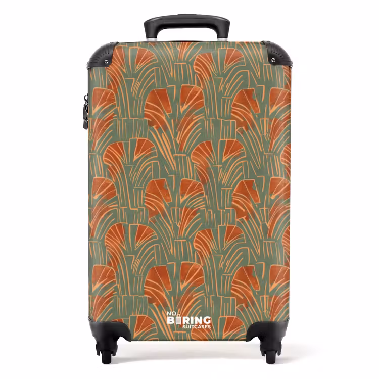 Koffer - Grün – Terrakotta – Deko – Fächer - Groen - Terracotta - Deco - Waaiers NBS - Handbagage koffer - Volwassenen Unisex middel