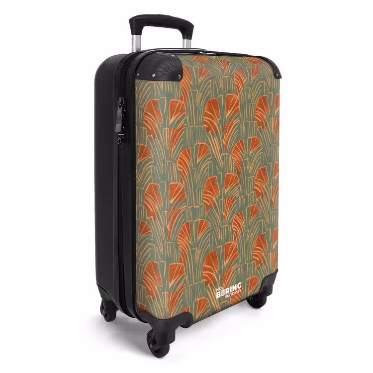 Koffer - Grün – Terrakotta – Deko – Fächer - Groen - Terracotta - Deco - Waaiers NBS - Handbagage koffer - Volwassenen Unisex middel