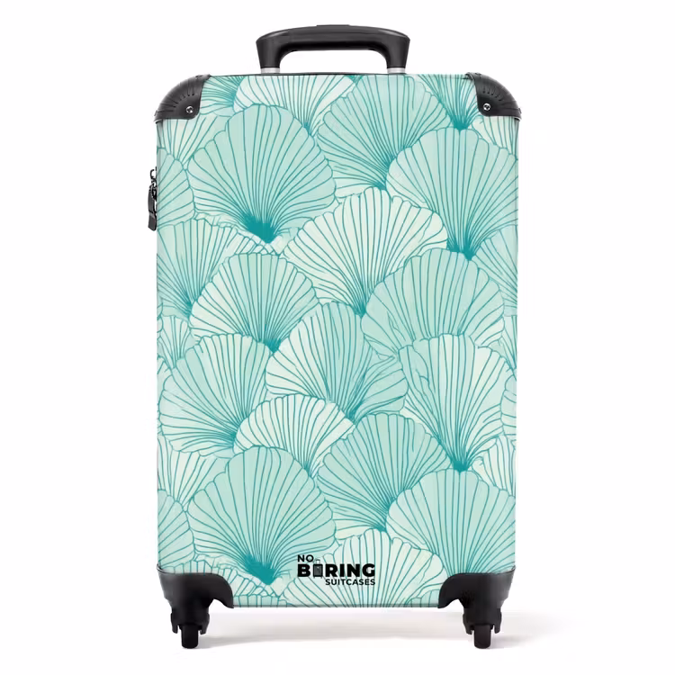 Koffer - Grün – Weiß – Ginkgo – Gemustert – Struktur - Groen - Wit - Ginko - Getekend - Textuur NBS - Handbagage koffer - Volwassenen Unisex middel