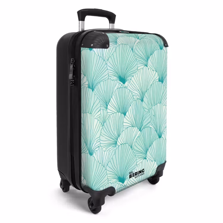 Koffer - Grün – Weiß – Ginkgo – Gemustert – Struktur - Groen - Wit - Ginko - Getekend - Textuur NBS - Handbagage koffer - Volwassenen Unisex middel