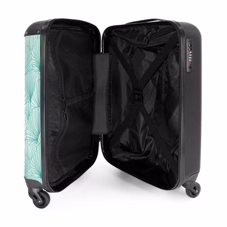 Koffer - Grün – Weiß – Ginkgo – Gemustert – Struktur - Groen - Wit - Ginko - Getekend - Textuur NBS - Handbagage koffer - Volwassenen Unisex middel