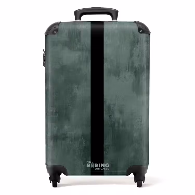 Groene betonlook met zwarte streep NBS - Handbagage koffer - Volwassenen Unisex middel -productfoto_recht