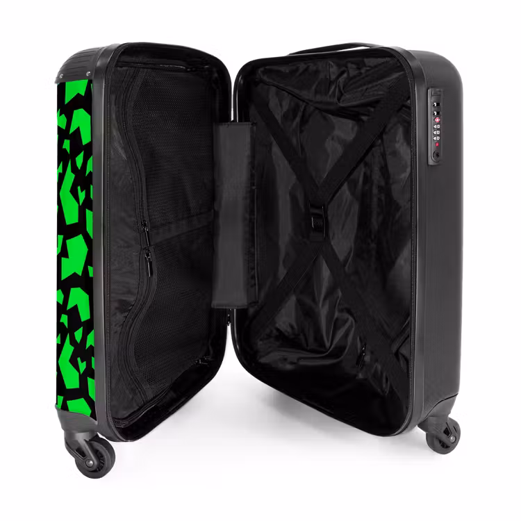 Groene fragmenten op zwart NBS - Handbagage koffer - Volwassenen Unisex middel -binnenkant