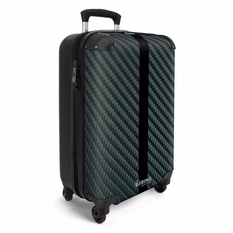 Groene carbonstructuur met zwarte middenstreep NBS - Handbagage koffer - Volwassenen Unisex middel -productfoto_3d