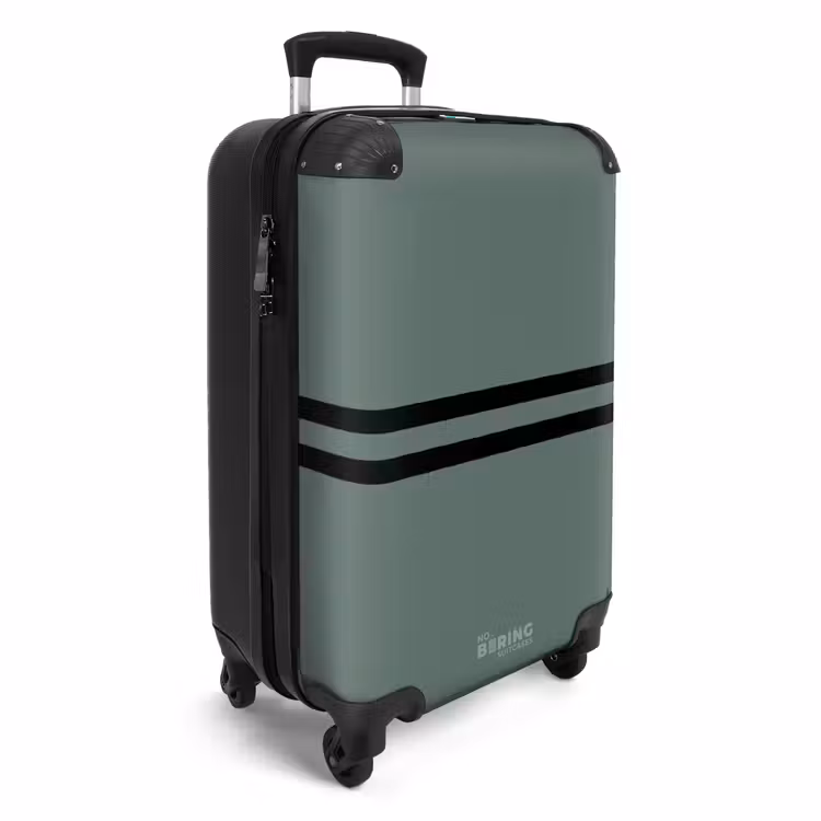 Groene achtergrond met dubbele zwarte horizontale strepen NBS - Handbagage koffer - Volwassenen Unisex middel -productfoto_3d