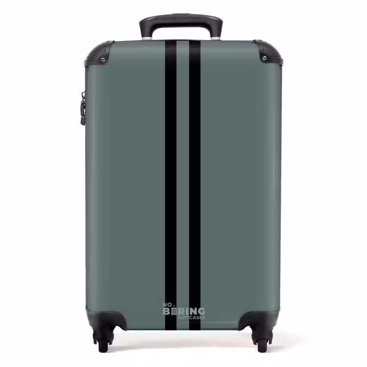Groene achtergrond met dubbele verticale zwarte strepen NBS - Handbagage koffer - Volwassenen Unisex middel -productfoto_recht