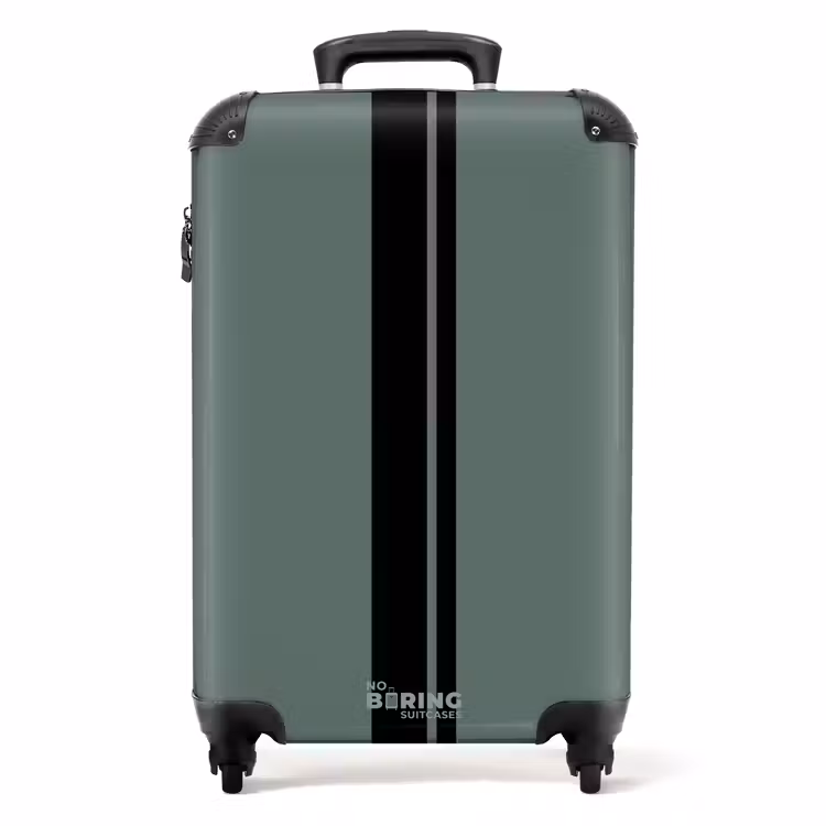 Groene achtergrond met dubbele verticale strepen NBS - Handbagage koffer - Volwassenen Unisex middel -productfoto_recht