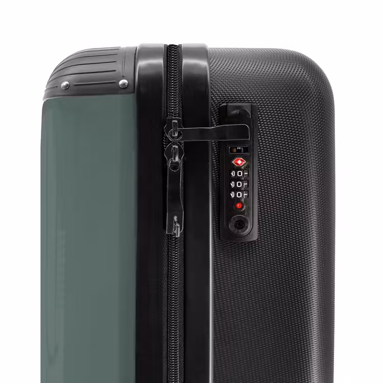 Groene achtergrond met zwart hartje NBS - Handbagage koffer - Volwassenen Unisex middel -slot