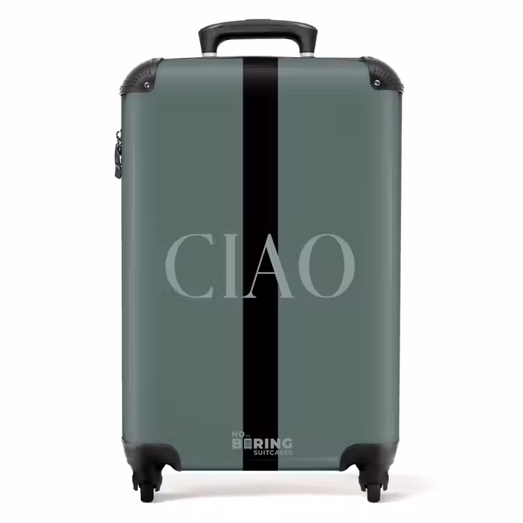 Groene achtergrond met tekst CIAO NBS - Handbagage koffer - Volwassenen Unisex middel -productfoto_recht