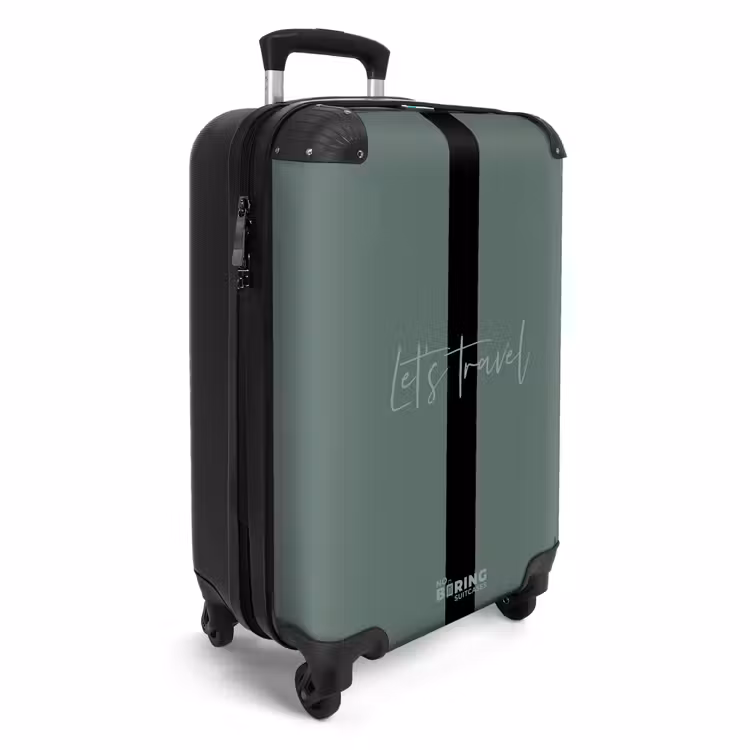 Groene achtergrond met tekst Let’s Travel NBS - Handbagage koffer - Volwassenen Unisex middel -productfoto_3d