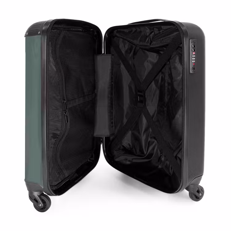 Groene achtergrond met tekst Let’s Travel NBS - Handbagage koffer - Volwassenen Unisex middel -binnenkant