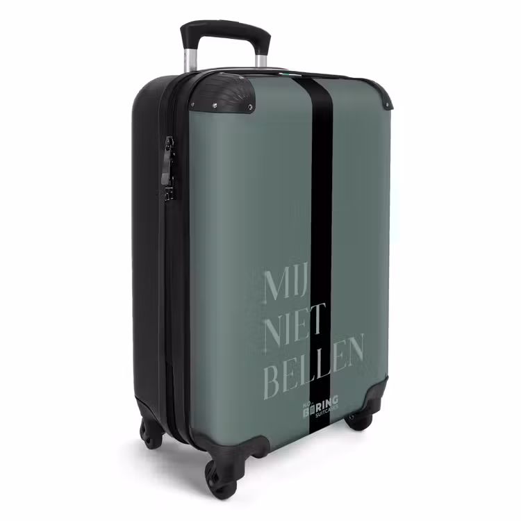 Groene achtergrond met tekst Mij niet bellen NBS - Handbagage koffer - Volwassenen Unisex middel -productfoto_3d