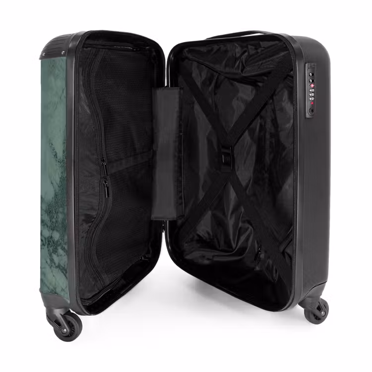 Groene marmerlook NBS - Handbagage koffer - Volwassenen Unisex middel -binnenkant