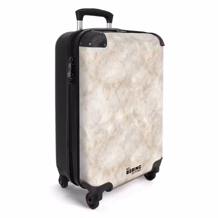Lichtbeige - Goudbruine Nerven - Marmer NBS - Handbagage koffer - Volwassenen Unisex middel -productfoto_3d