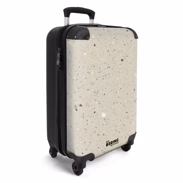 Lichtbeige - Terrazzo - Grijs NBS - Handbagage koffer - Volwassenen Unisex middel -productfoto_3d