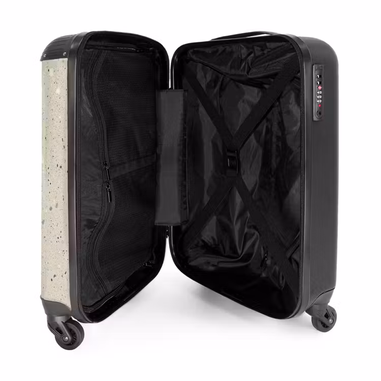 Lichtbeige - Terrazzo - Grijs NBS - Handbagage koffer - Volwassenen Unisex middel -binnenkant
