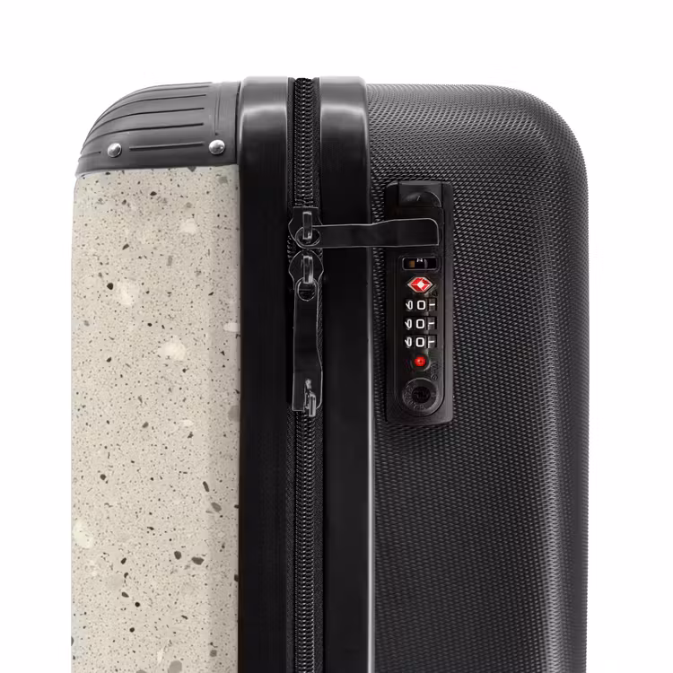 Lichtbeige - Terrazzo - Grijs NBS - Handbagage koffer - Volwassenen Unisex middel -slot