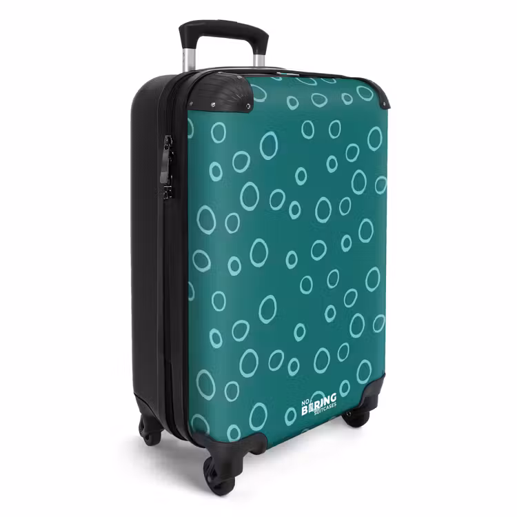 Lichtblauwe cirkels op donkergroene achtergrond NBS - Handbagage koffer - Kinderen Unisex middel -productfoto_3d