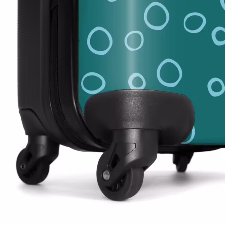 Lichtblauwe cirkels op donkergroene achtergrond NBS - Handbagage koffer - Kinderen Unisex middel -wiel