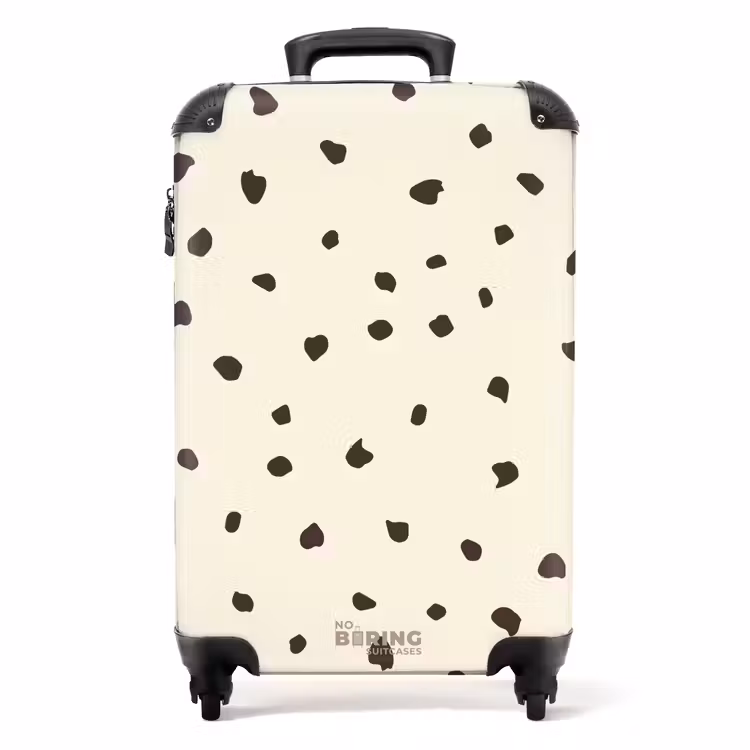 Licht crèmekleurige achtergrond met bruine vlekken NBS - Handbagage koffer - Kinderen Unisex middel -productfoto_recht