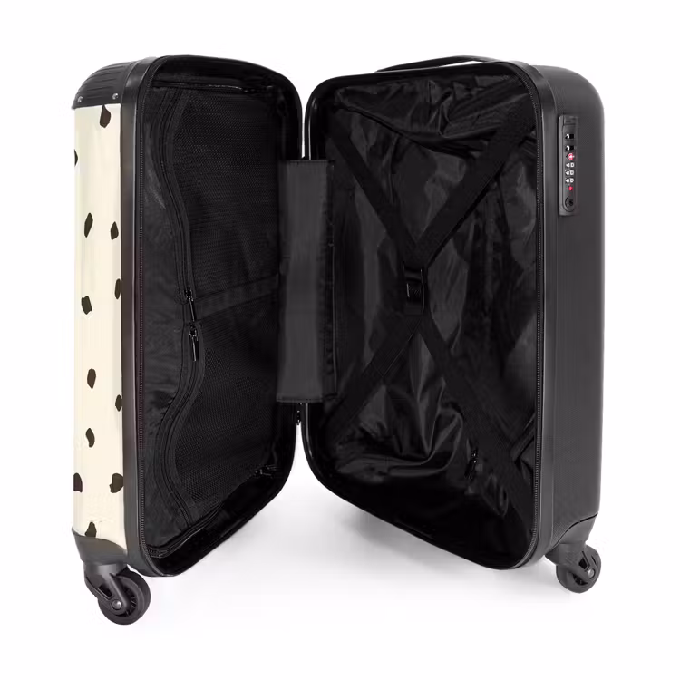 Licht crèmekleurige achtergrond met bruine vlekken NBS - Handbagage koffer - Kinderen Unisex middel -binnenkant