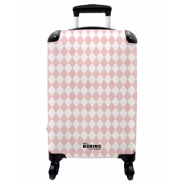 Koffer - Hellrosa – Rauten – Geometrisch – Muster - Lichtroze - Ruiten - Geometrisch - Patroon NBS - Handbagage koffer - Vrouwen middel