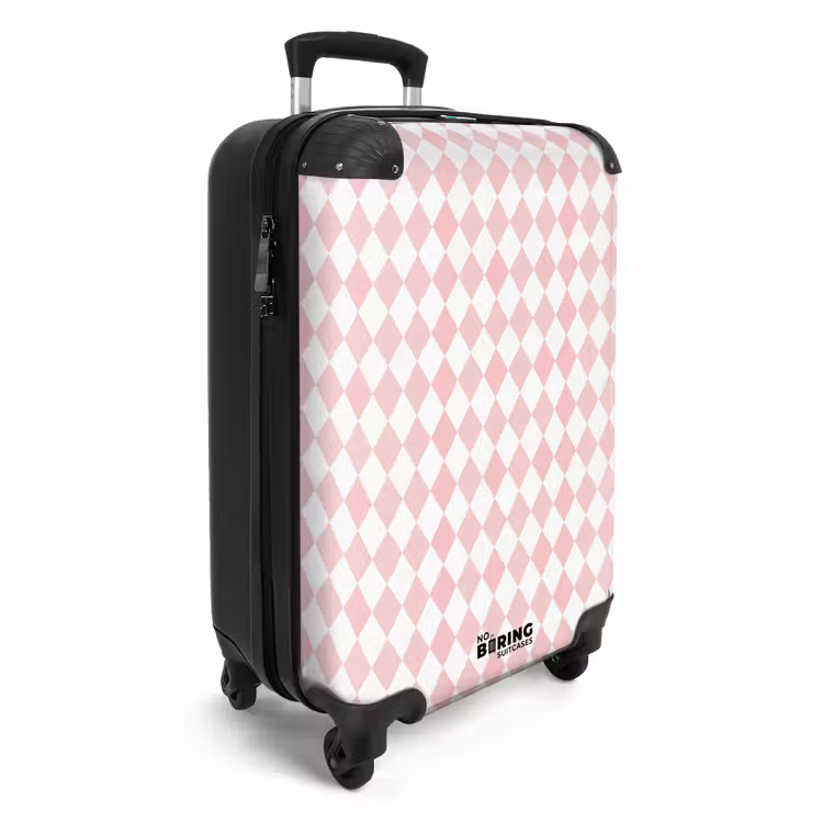Koffer - Hellrosa – Rauten – Geometrisch – Muster - Lichtroze - Ruiten - Geometrisch - Patroon NBS - Handbagage koffer - Vrouwen middel