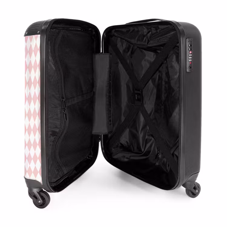 Koffer - Hellrosa – Rauten – Geometrisch – Muster - Lichtroze - Ruiten - Geometrisch - Patroon NBS - Handbagage koffer - Vrouwen middel