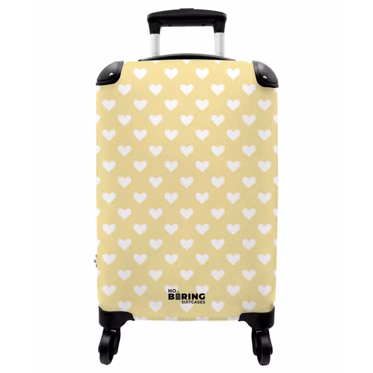 Koffer - Herzen – Schnittmuster – Gelb - Hartjes - Patroon - Geel NBS - Handbagage koffer - Vrouwen middel