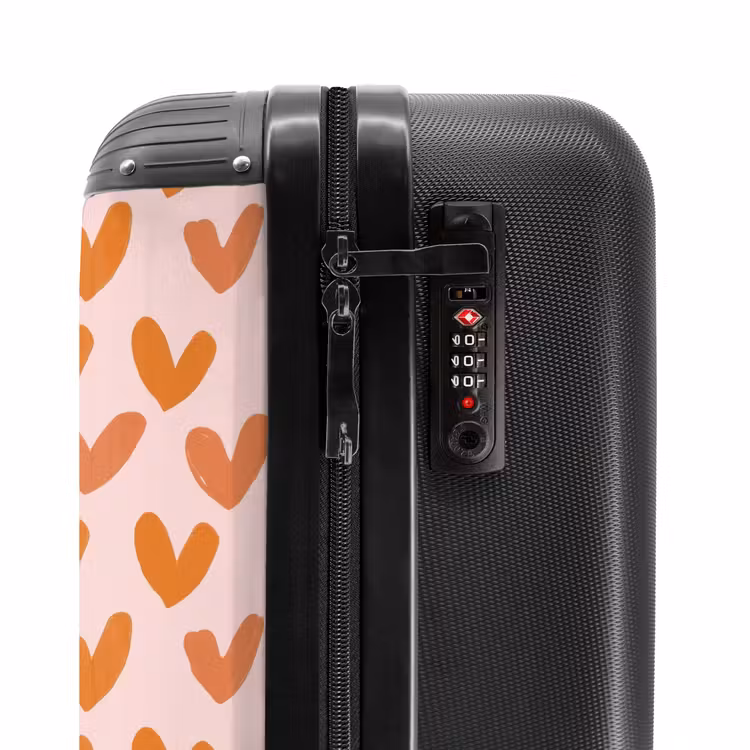 Hartjes - Getekend - Oranje NBS - Handbagage koffer - Volwassenen Unisex middel -slot