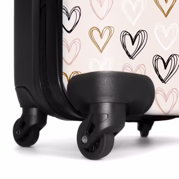Hartjespatroon in diverse kleuren op beige NBS - Handbagage koffer - Volwassenen Unisex middel -wiel