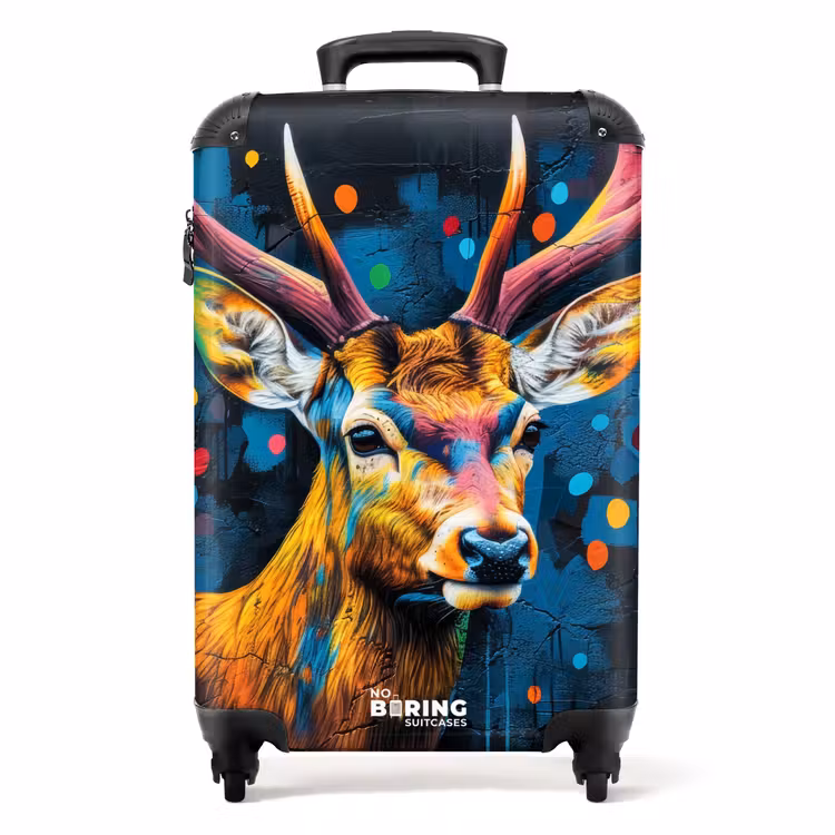 Hert met gewei in graffiti stijl NBS - Handbagage koffer - Unisex middel -productfoto_recht