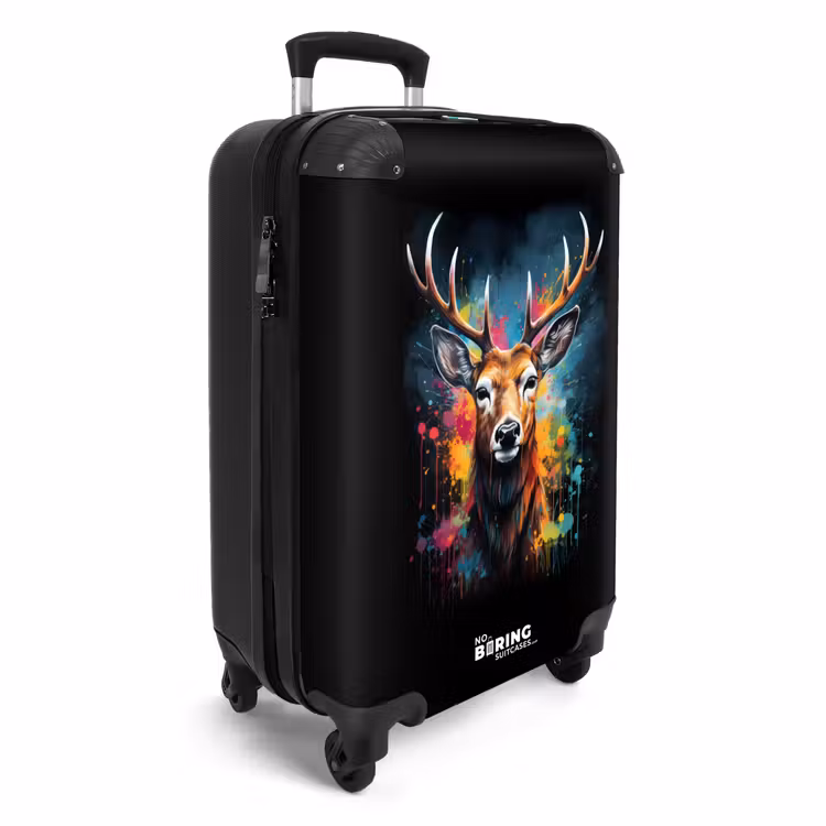 Hert met gewei tussen graffiti spray NBS - Handbagage koffer - Unisex middel -binnenkant