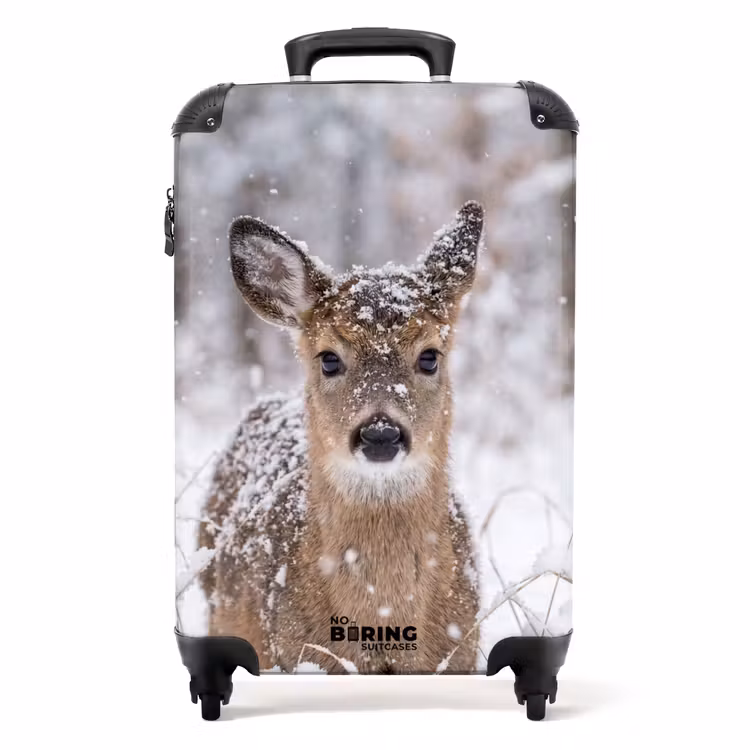 Koffer - Hirsch – Schnee – Wald – Tiere – Rührend - Hert - Sneeuw - Bos - Dieren - Vertederend NBS - Handbagage koffer - Volwassenen Unisex middel