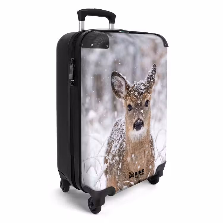 Koffer - Hirsch – Schnee – Wald – Tiere – Rührend - Hert - Sneeuw - Bos - Dieren - Vertederend NBS - Handbagage koffer - Volwassenen Unisex middel
