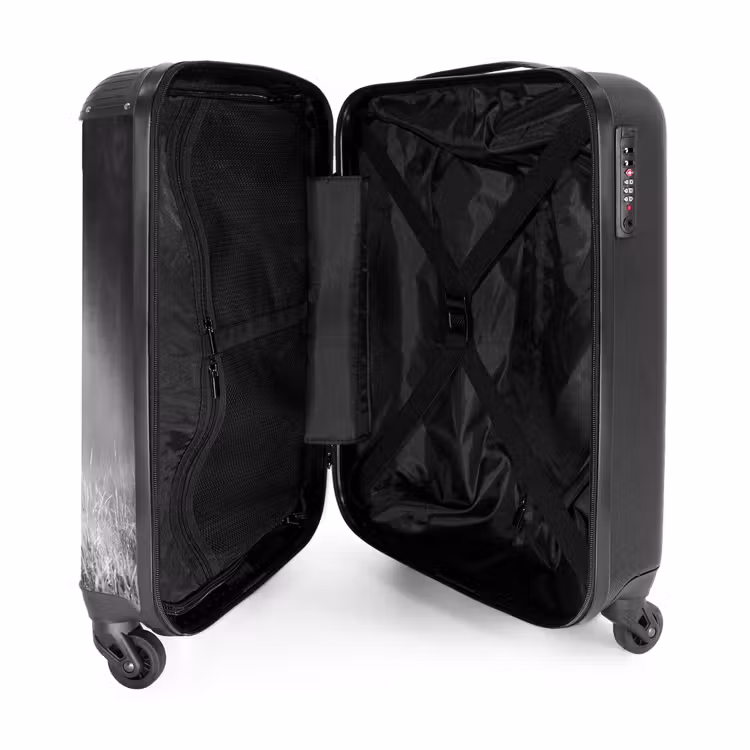 Koffer - Hirsch – Wald – Sonnenstrahlen – Schwarz-Weiß – Natur - Hert - Bos - Zonnestralen - Zwart-wit - Natuur NBS - Handbagage koffer - Volwassenen Unisex middel