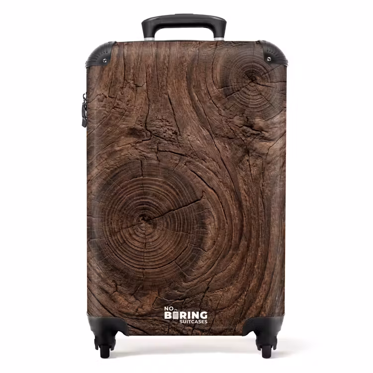 Koffer - Holzmaserung – Textur – Muster – Braun – Rustikal - Houtnerf - Textuur - Patroon - Bruin - Rustiek NBS - Handbagage koffer - Volwassenen Unisex middel