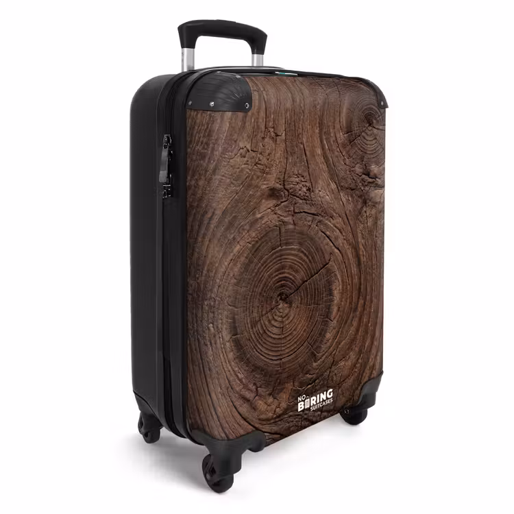 Koffer - Holzmaserung – Textur – Muster – Braun – Rustikal - Houtnerf - Textuur - Patroon - Bruin - Rustiek NBS - Handbagage koffer - Volwassenen Unisex middel