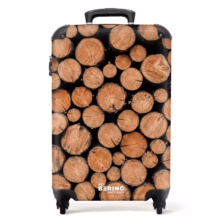 Koffer - Holzscheite – Textur – Muster – Braun – Rustikal - Houtblokken - Textuur - Patroon - Bruin - Rustiek NBS - Handbagage koffer - Volwassenen Unisex middel