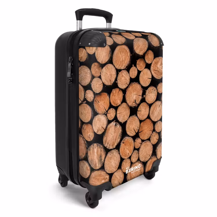 Koffer - Holzscheite – Textur – Muster – Braun – Rustikal - Houtblokken - Textuur - Patroon - Bruin - Rustiek NBS - Handbagage koffer - Volwassenen Unisex middel